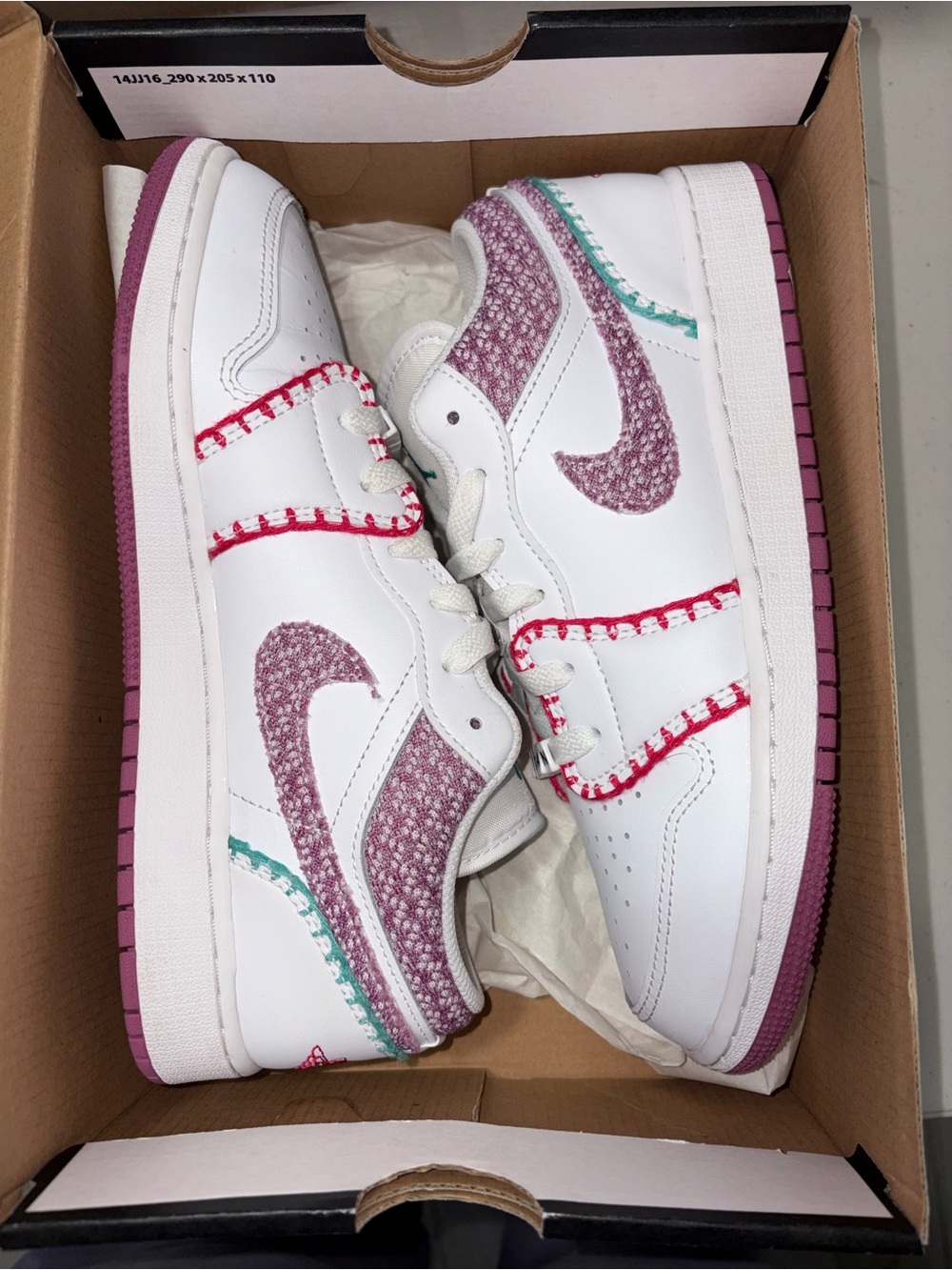 Nike Air Jordan 1 Low SE GS DIY White Light Bordeaux Rush Pink DM9037-100